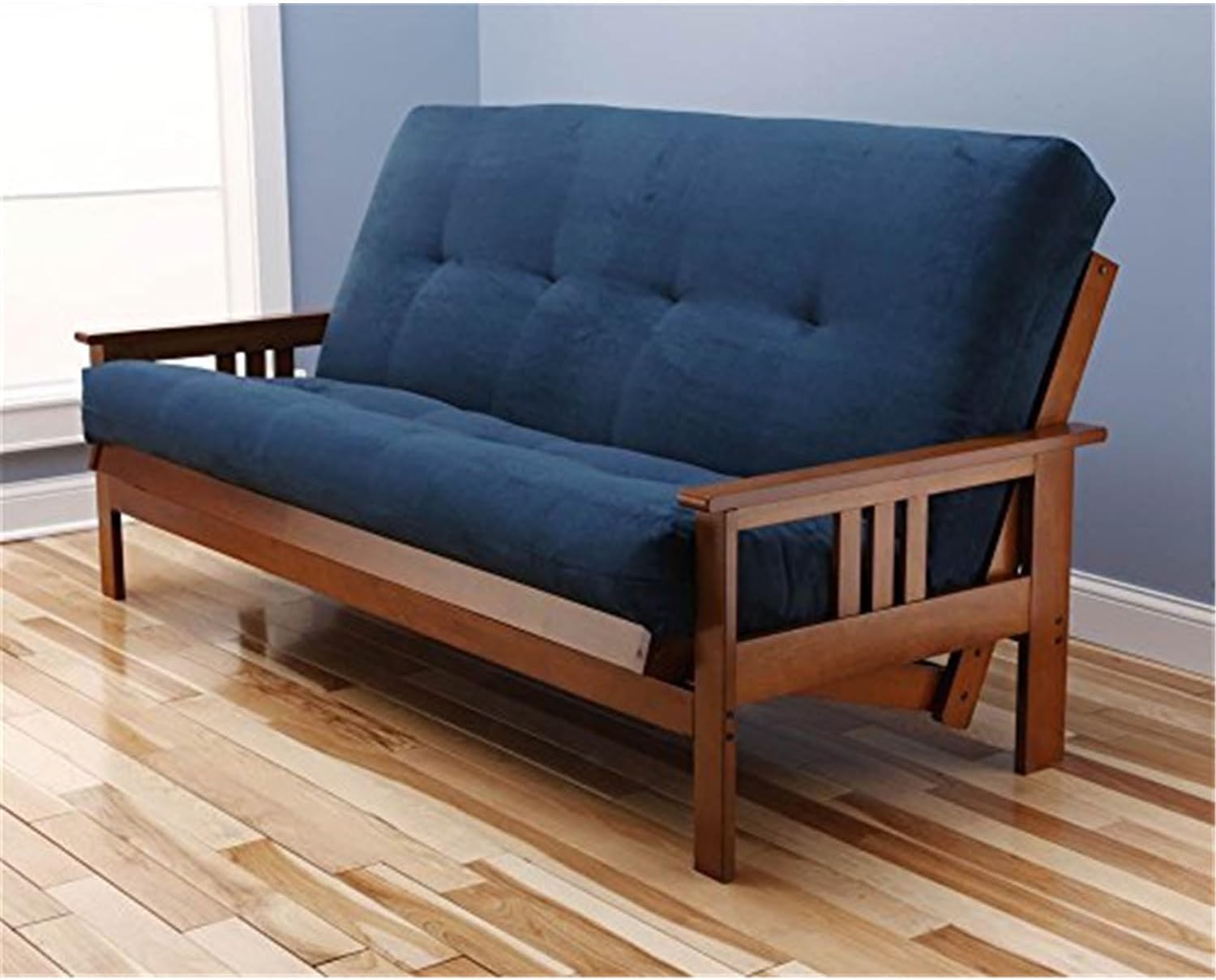 Maykoosh Rustic Romance Futon Frame/Barbados Finish/Suede Navy Mattress