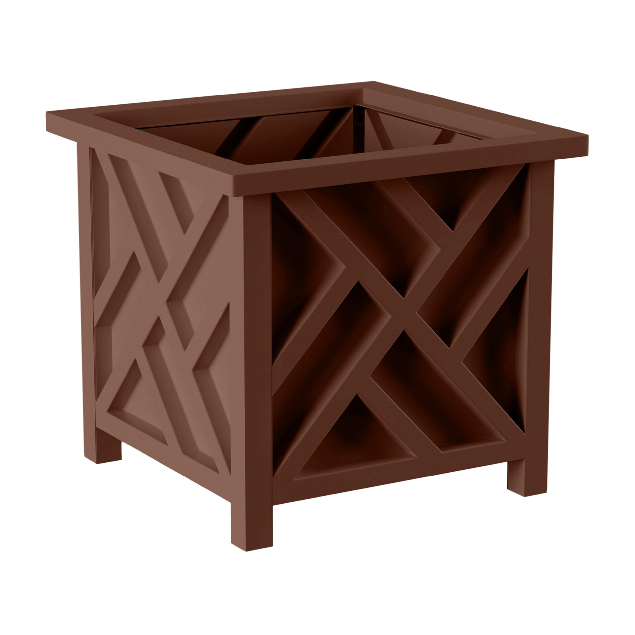 Black Lattice Planter Box - Outdoor Flower Pot -11
