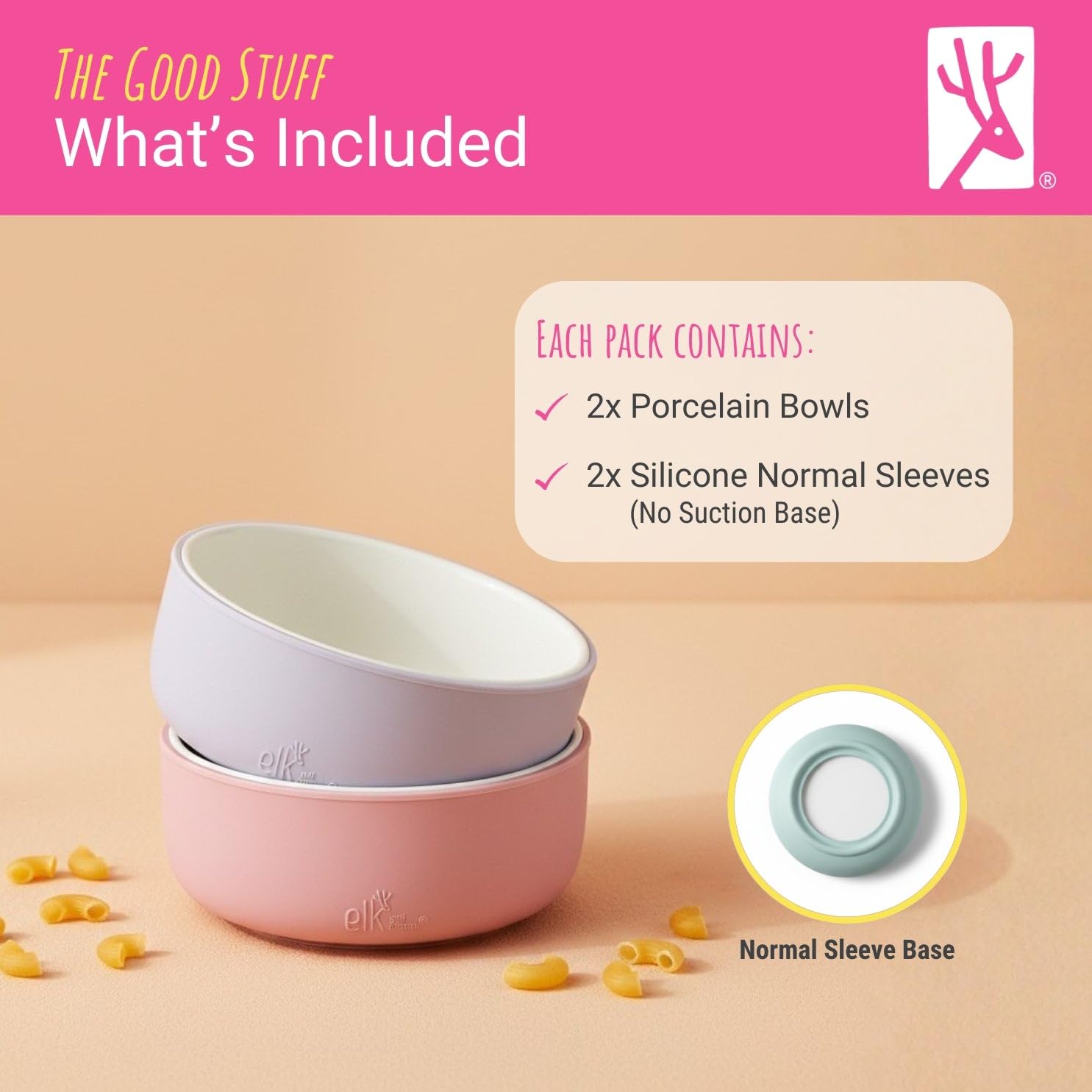 Elk and Friends Ciotole In Porcellana Per Bambini Con Rivestimento In Silicone Per Per L'Alimentazione Dei Neonati, Adatte Al Microonde E Alla Lavastoviglie, Snack E Stoviglie
