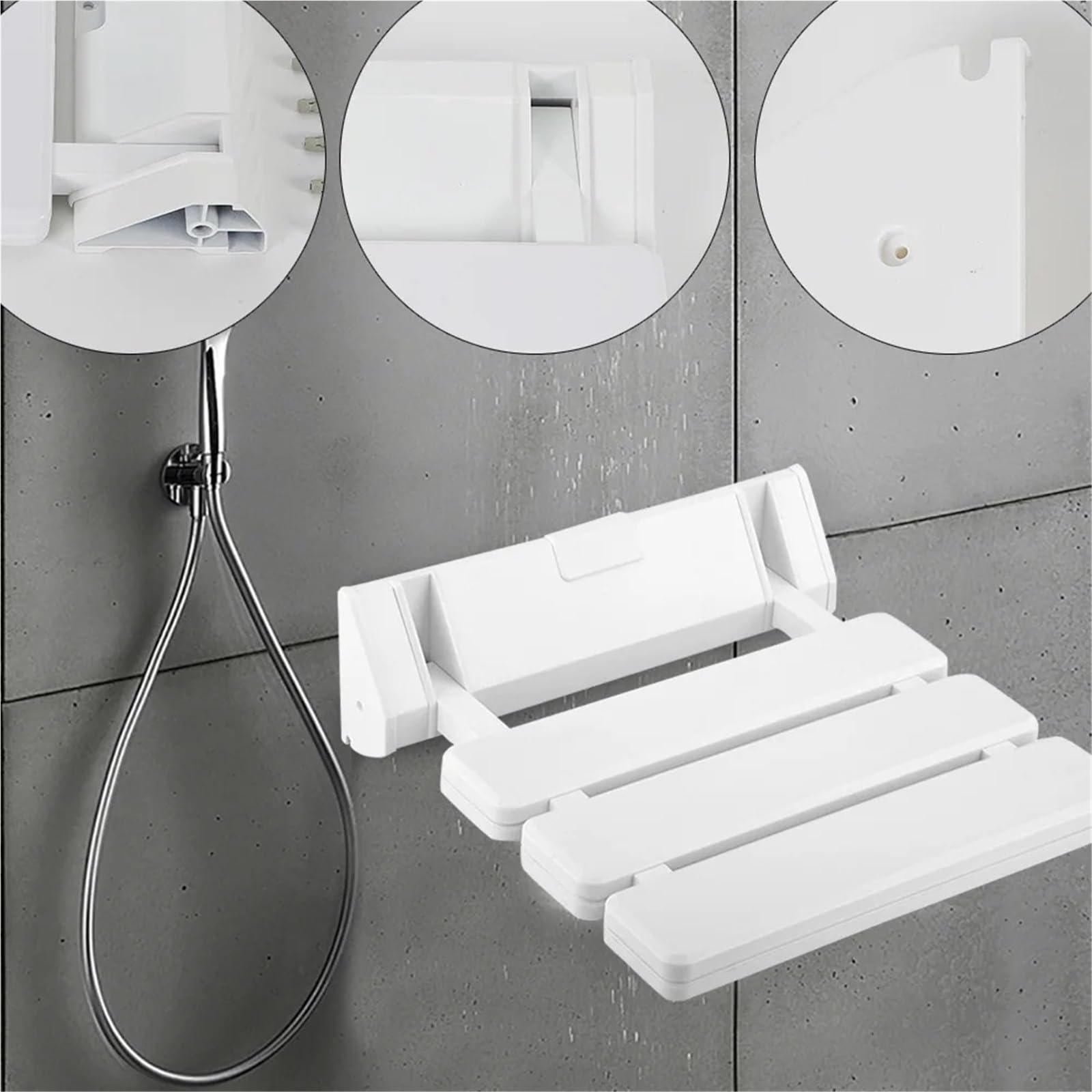Asiento Ducha Pared Montada Silla Plegable for Asiento de Ducha | Con soporte plegable for taburete que ahorra espacio montado en la pared