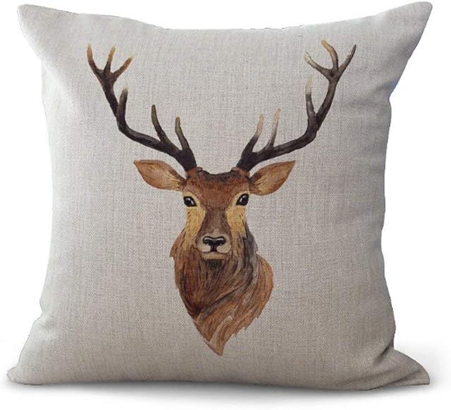 Hengjiang WEIANG Cushion Cover Holy Deer Dream Sika Deer Creative Art Pillow Case Home Bar Club Car Bed Decor Sofa Cushion Cover (18x18 inch/ 45x45cm) MY-A1151-01 (#09)