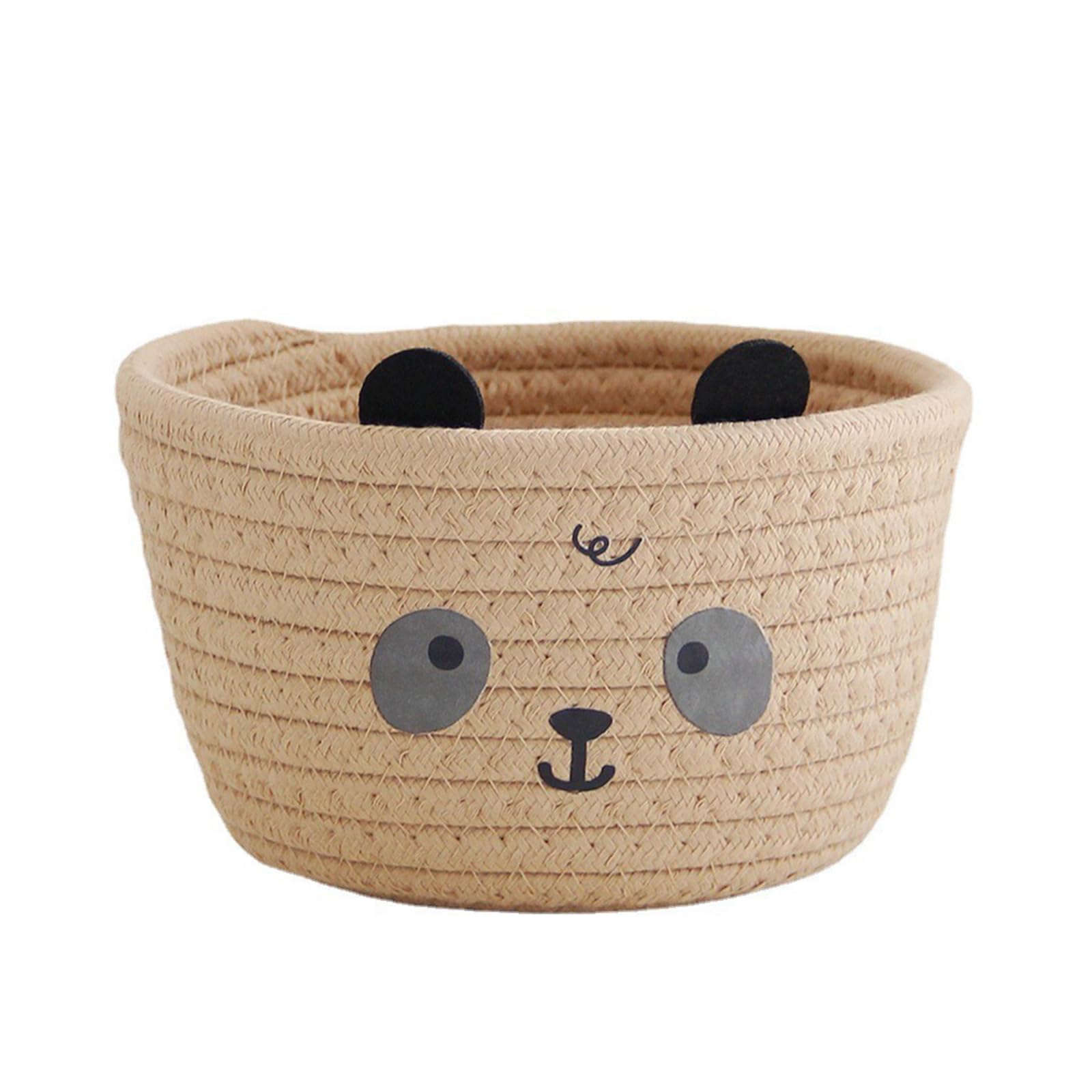 Uqezagpa Lovely Bear and Pandas Pattern Sturdy Cotton Rope Storage Basket Accessory for Toy Clothes Household Organizers Clothes Storage Solution