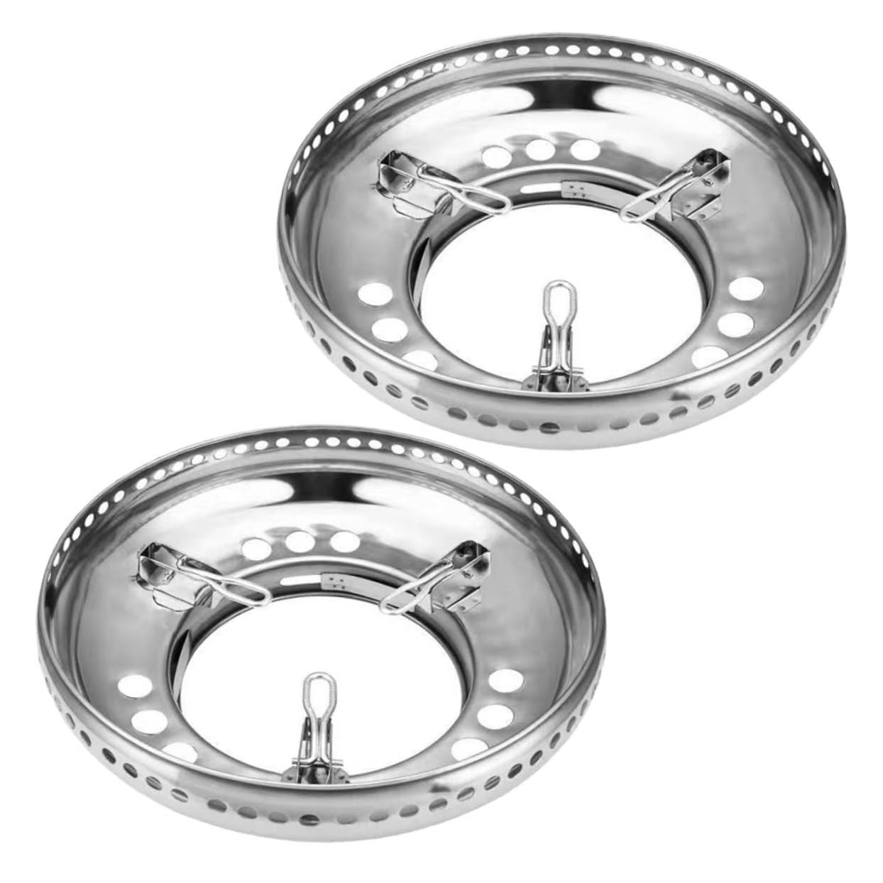 Support de Wok Coupe-vent en Acier Inoxydable Argenté, Lot de 2