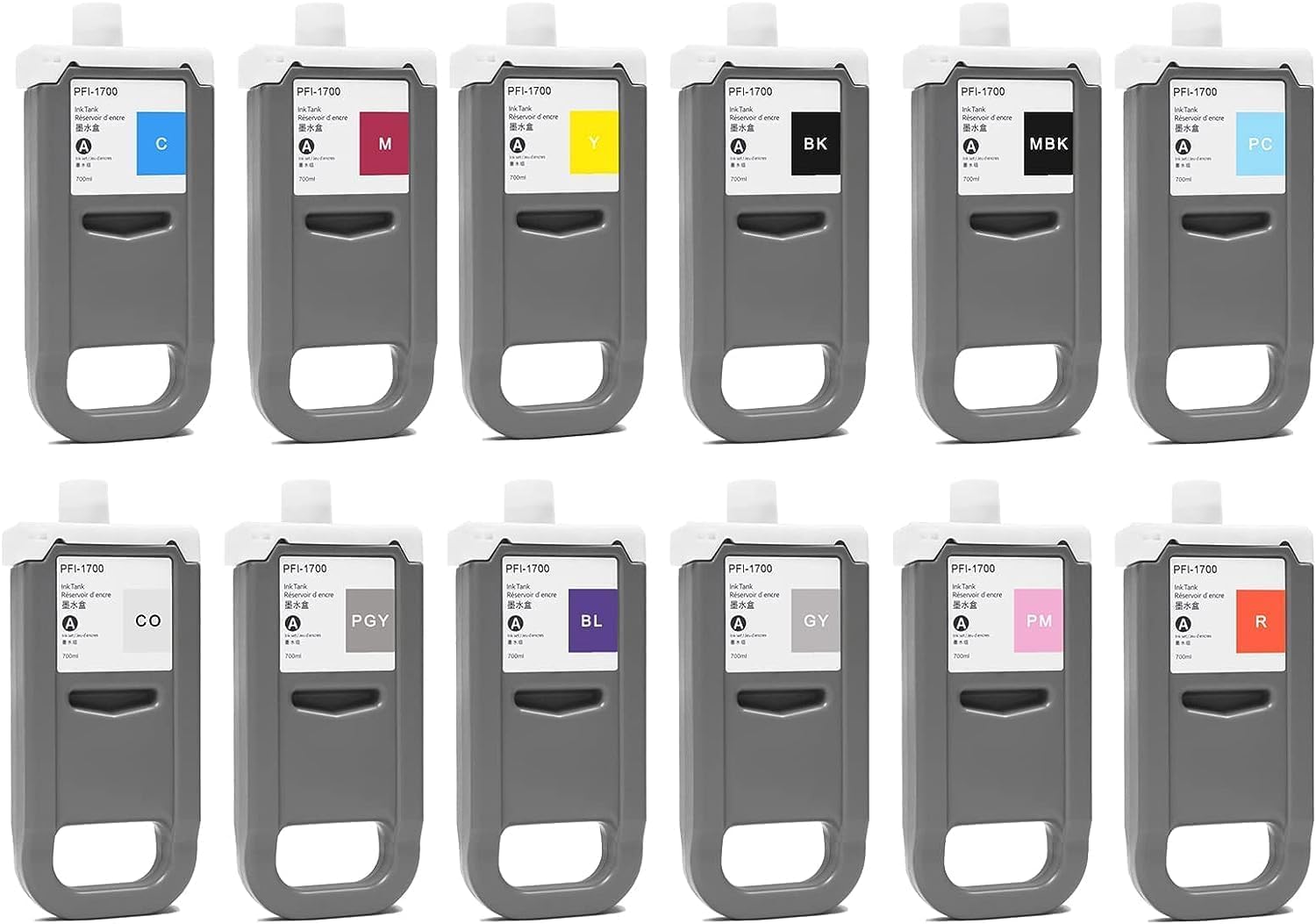 PFI-1700 12Pcs Compatible for Canon PFI-1700 Ink Cartridge Set for Canon imagePROGRAF Pro 2000, 2100, 4000, 4000s, 4100, 4100s, 6000, 6000s, 6100,