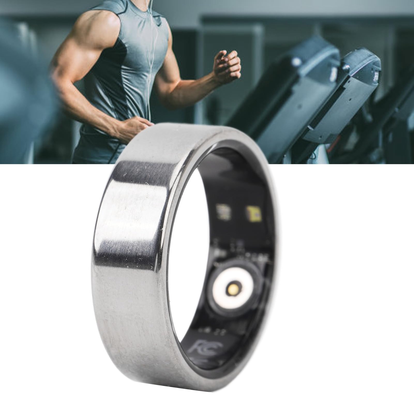 Fdit Moniteur Annulaire Intelligent élégant en Acier Inoxydable pour Le Suivi de la santé, Conception Légère et, adapté à Toutes Les Tailles de Doigts, Idéal pour Les