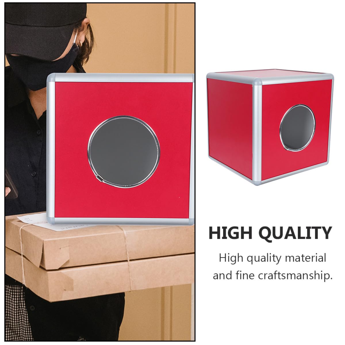 1stück Aluminium losbox mit Schlitz Transparente Spielkiste aus Aluminiumlegierung Robuste Aufbewahrungsbox für Tombola und Sichere Ticketaufbewahrung Farblich Zufällige Farbe