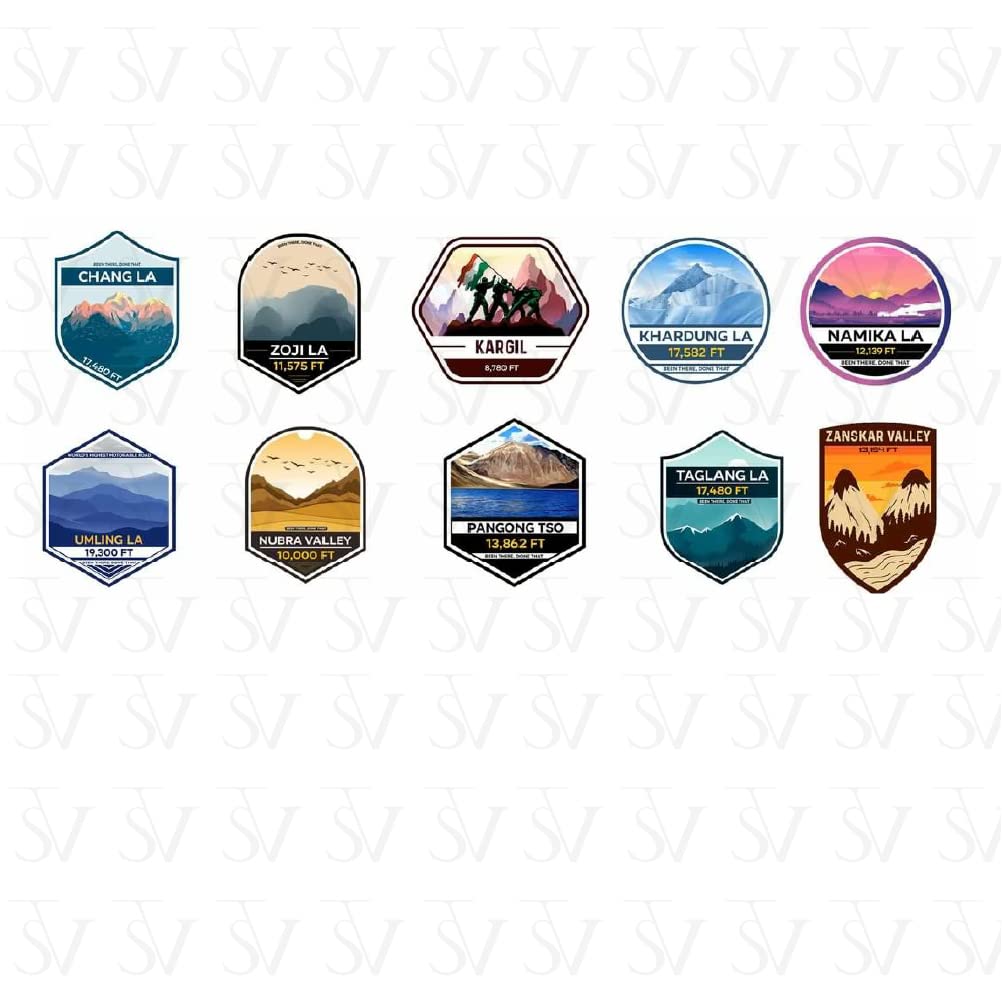 Stick The Vibe, Ladakh Series - 02, Vinyl Stickers - Decals - Peel & Stick, Sticker for Bike | Helmet | Laptop | Wall Etc. - 3 Inch X 3 Inch (Each) - Pack of 10 Stickers (B0BSRZ8DYF) Amazon Price History, Amazon Price Tracker