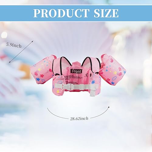 Miniatura 6 de Chaleco de natación para niños para aprender a nadar, chaleco de natación plegable para niños de 22 a 66 libras  niñas, mar, playa, piscina