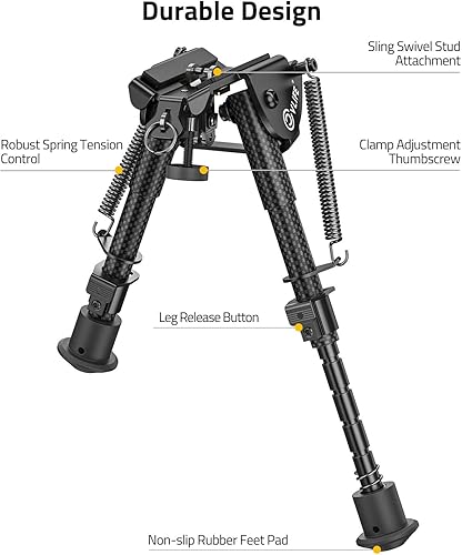 Miniatura 9 de CVLIFE Bípode de rifle, bípode táctico ajustable de 6-9 pulgadas