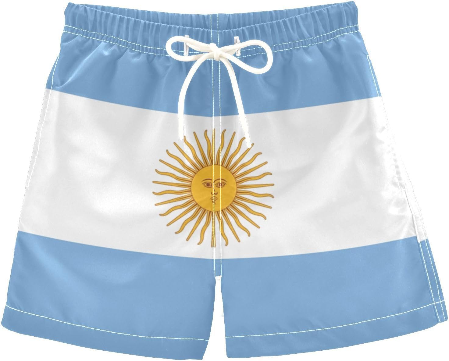 Boys Swim Trunks Flag Printed Toddler Swim Shorts Kids Quick Dry Bathing Suit Mesh Swimwear 2-12Y
