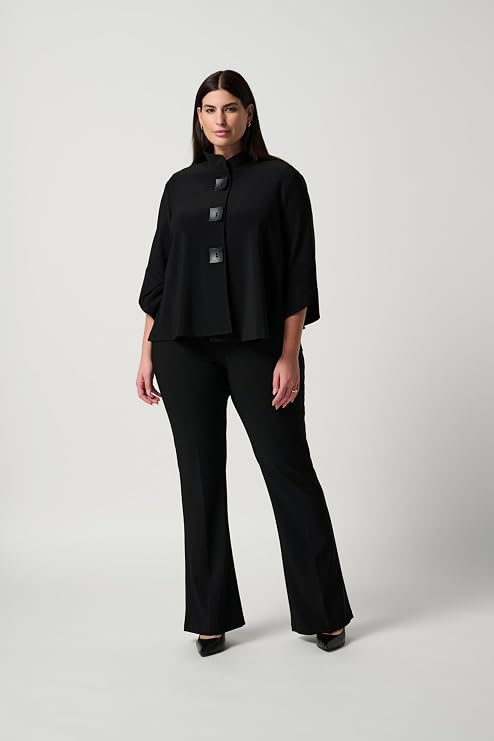 Joseph Ribkoff - Women's Suit Trousers Black - Regular Fit - FR / ES 98 - Button Placket - Cotton Blend - 5 Pockets - Suit - 1981874031