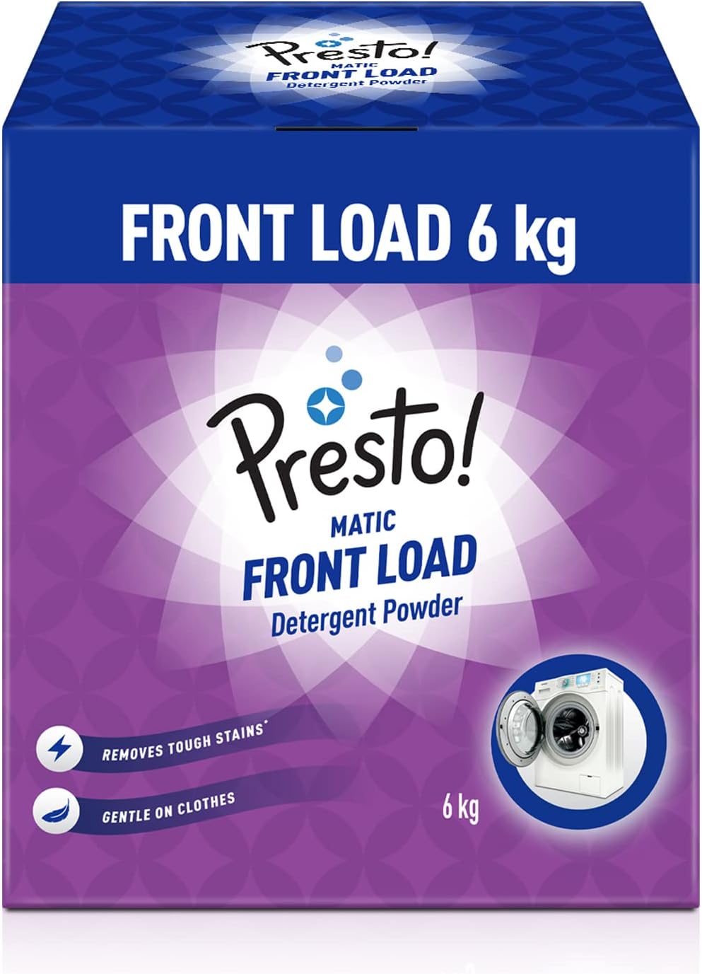 - Amazon Brand - Presto! Matic Front Load Detergent Powder | 6 Kg | 1 Kg X 6 Packs | Removes Tough Stains | Gentle On Clothes | Protects Fabric Color | Refreshing Fragrance | Bleach-Free Washing Powder