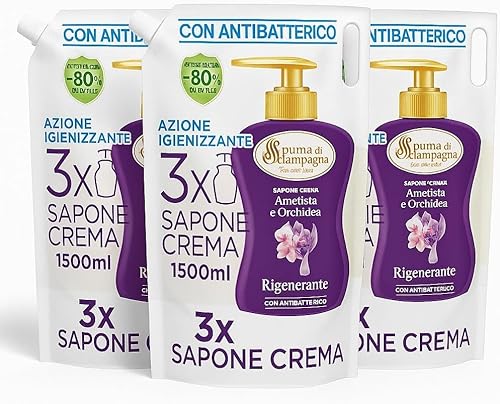 Spuma di Sciampagna Sapone Liquido Mani Orchidea, Ricarica 1,200L, Confezione da 3 (3,6L Totale)