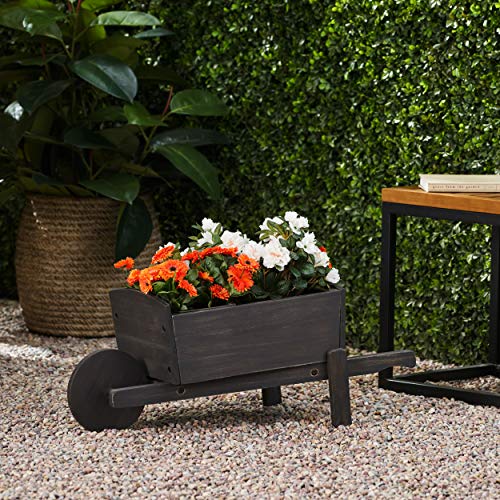 Christopher Knight Home Soledad Wheelbarrow Planter, Dark Grey #TOP1