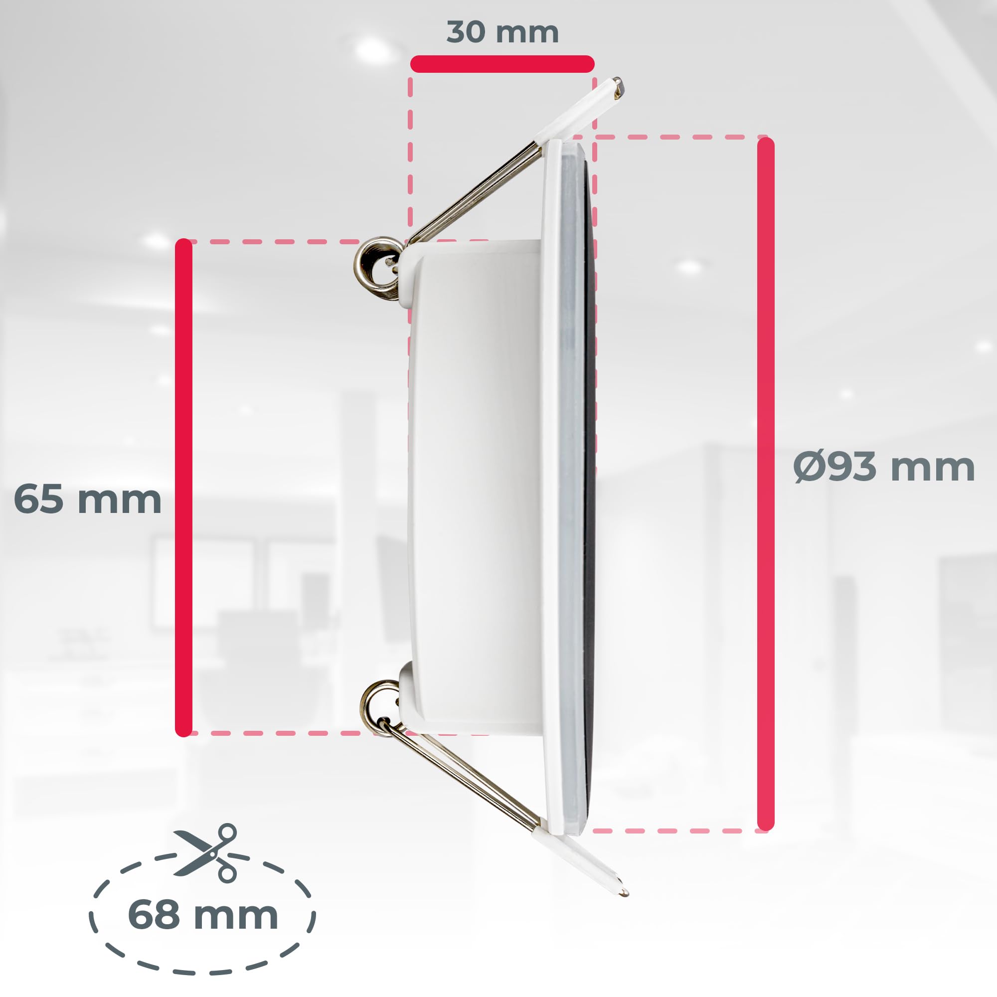 B.K.Licht - Zestaw 6 wbudowanych reflektorów LED 230 V z funkcją nocną, powierzchnie i pierścienie przełączane oddzielnie, funkcja pamięci, reflektor LED, płaski, reflektor sufitowy, 68 mm, 93 x 30