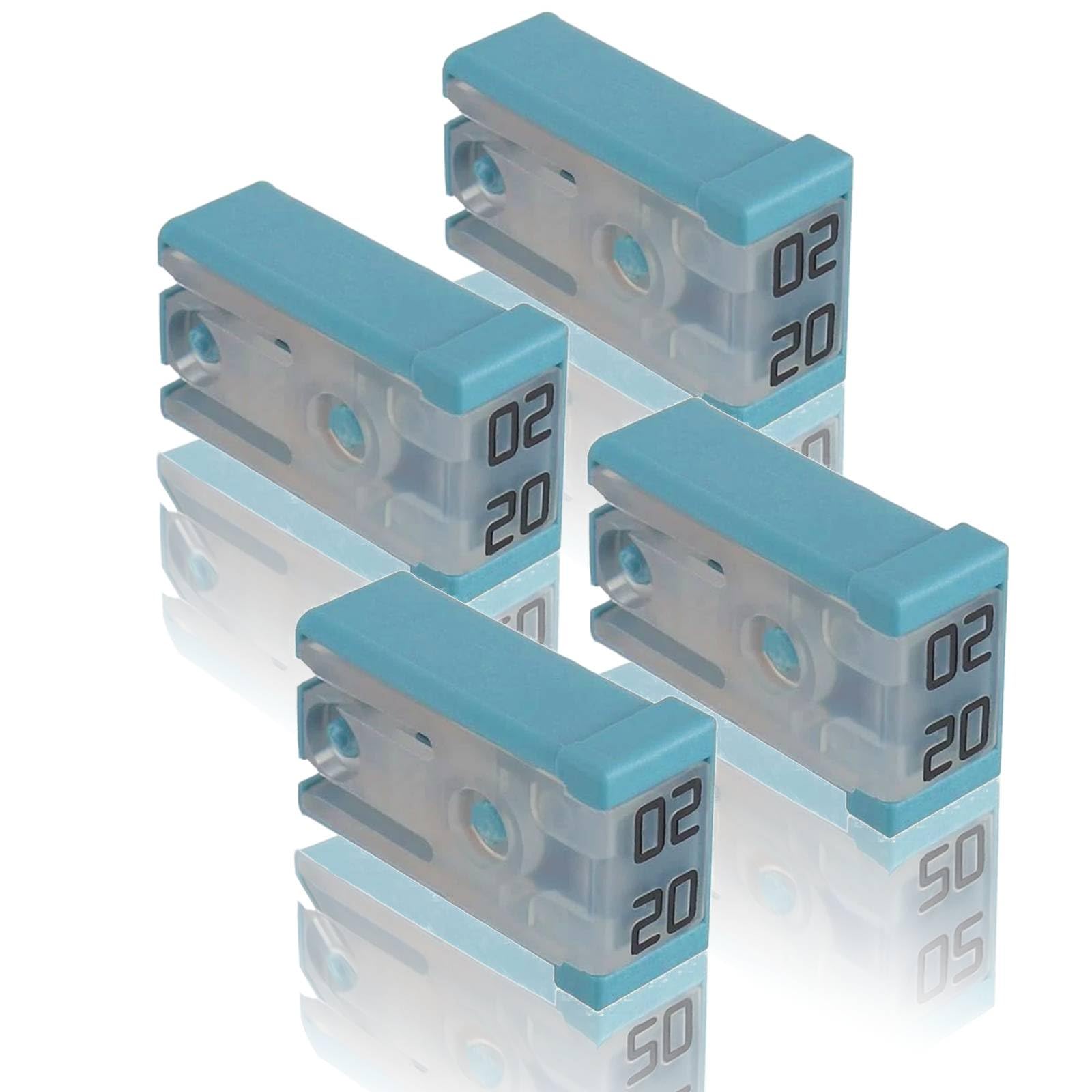 4 PCS 20AMP 32V Car Fuse Mini Slotted Cartridge Fuses, Mini Slotted Automotive MCASE Shaped Cartridge Fuse Kit for Truck Compatible with Ford JAP, Blue