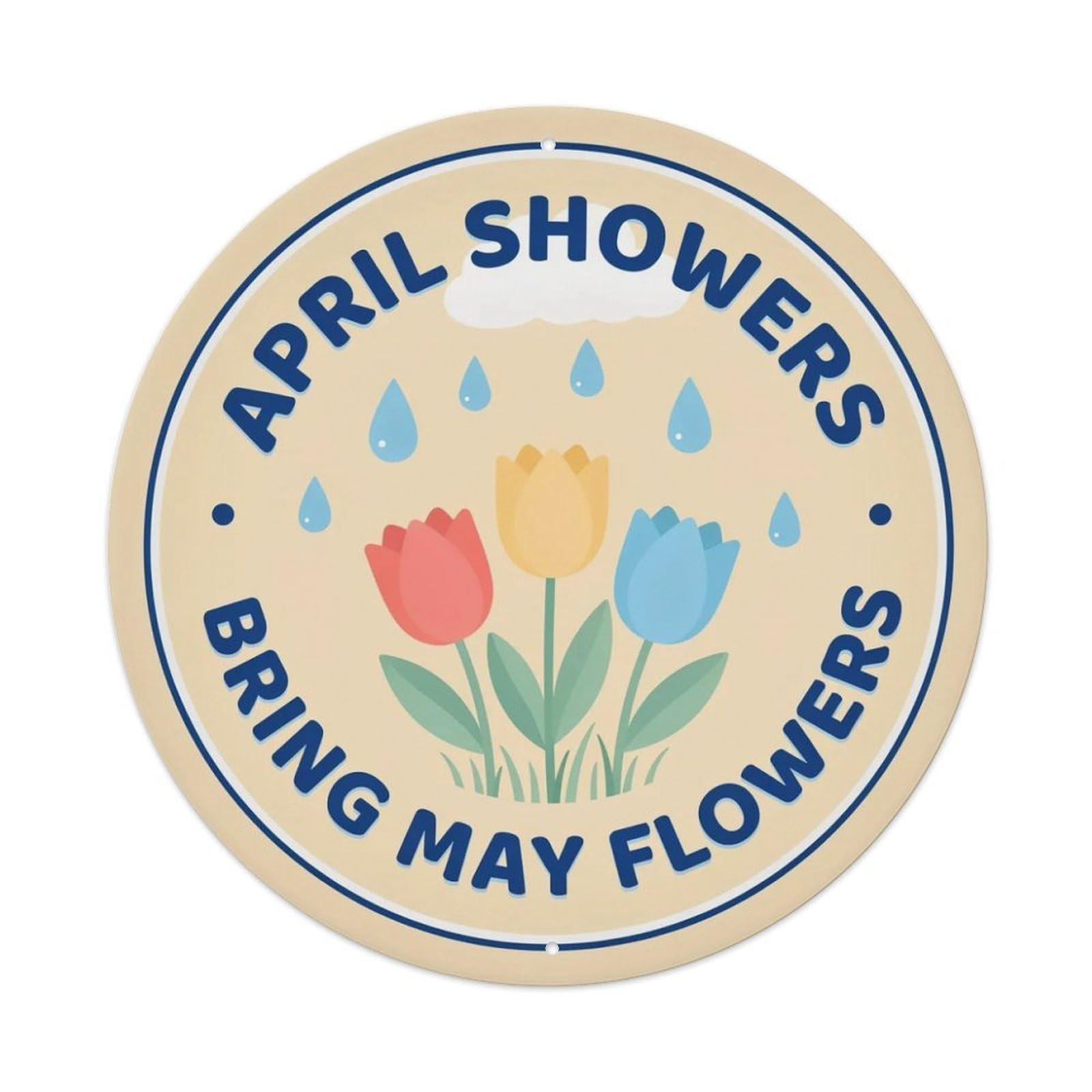 April Showers May Flowers Metal Tin Sign Plaque