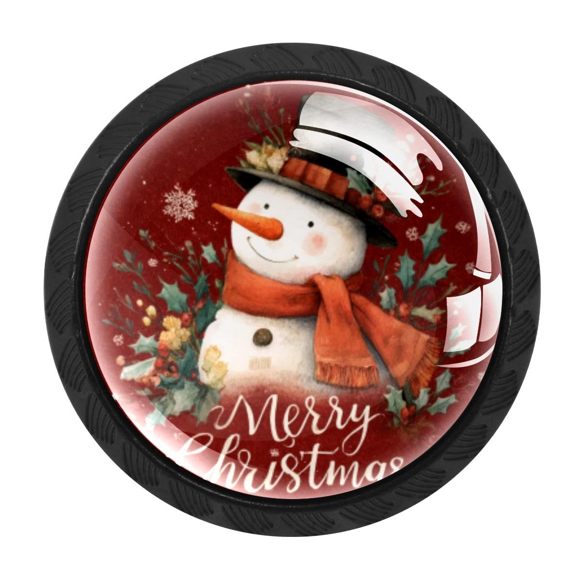 4 PCS Kitchen Cabinet Knobs, Christmas Snowman Drawer Knobs Dresser Handles