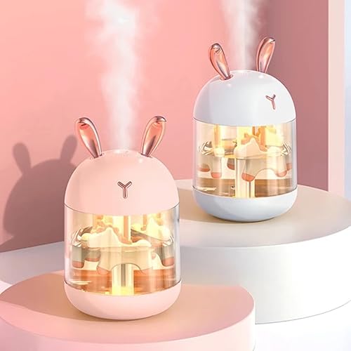 Miniatura 2 de K5 - Mini humidificador portátil con lindo animal, humidificador de niebla fría con iluminación ambiental, difusor de aceite esencial de