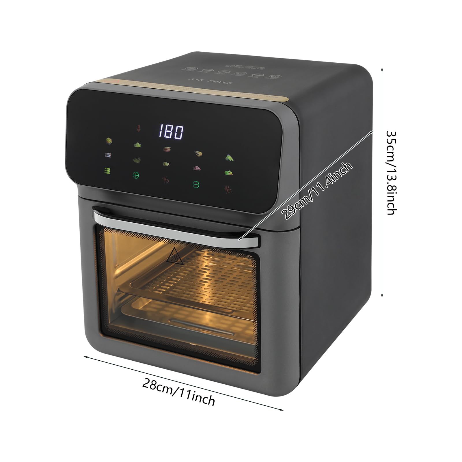 Friggitrice ad aria,air fryer 10L,senza olio con finestra,touchscreen LED