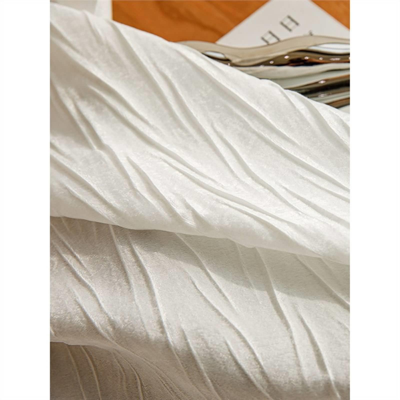 Tende Corte per Finestre Piccole 96x115, Tenda Semitrasparente Stanza da Letto Poliestere Voile Bianco con Texture Stropicciata, con Gancetti, 2 Pannelli