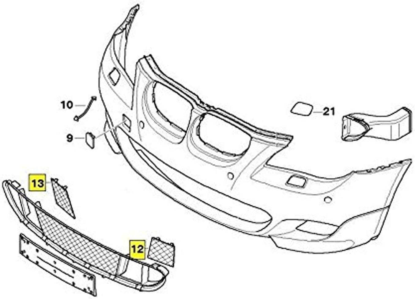 x xotic tech Front Bumper Lower Mesh Grille Cover Trims Compatible With BMW E60 E61 M Sport L+R 2004-2010