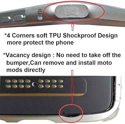 Miniatura 3 de Funda para Moto Z2 Play (con 1 película trasera), cubierta de marco de parachoques de metal de aluminio compatible con Moto Mods protectora para