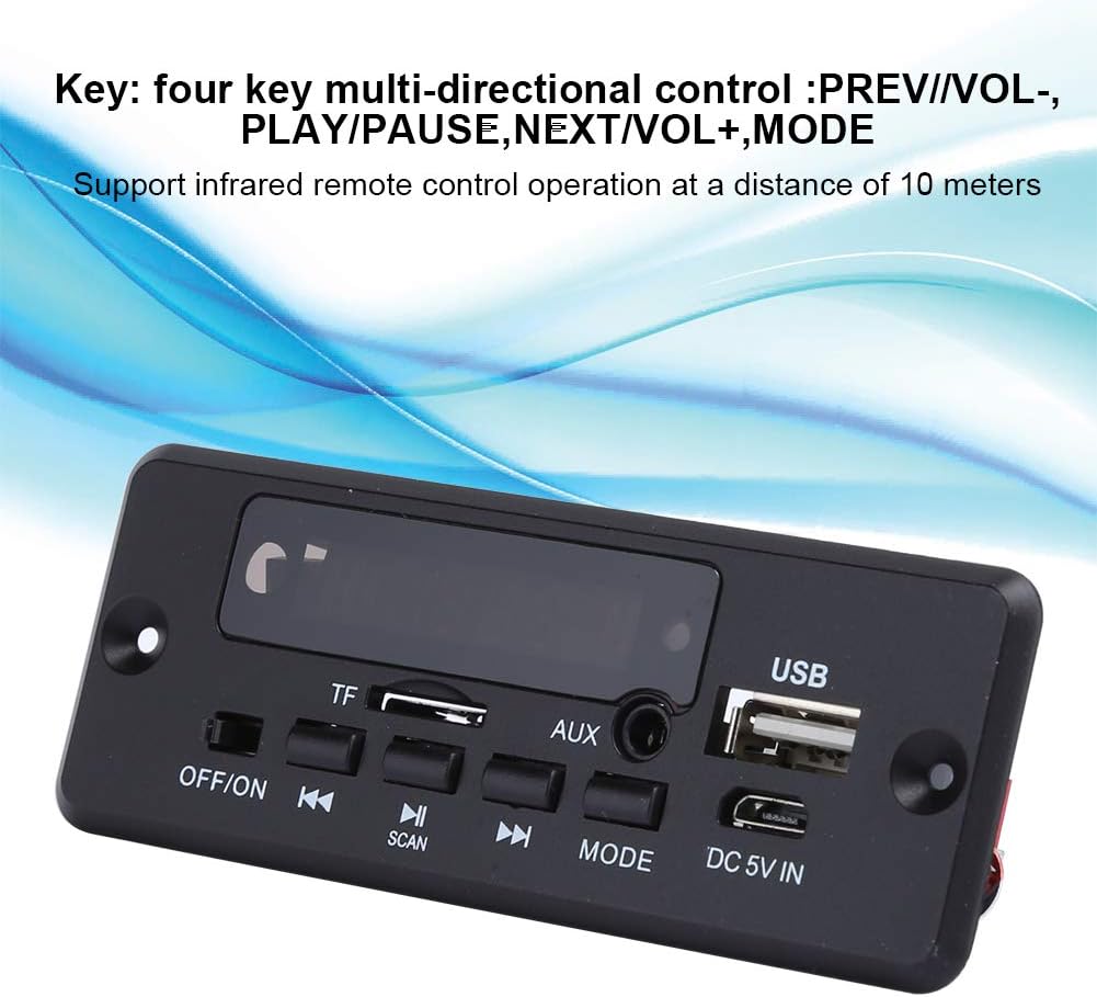 Ejoyous MP3 Bluetooth Decoder Board, MP3 Decoder Module Digital Display Amplifier Player Module 2x3W Black Supplies with Remote Control