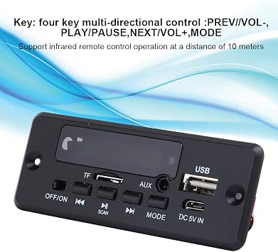 Ejoyous MP3 Bluetooth Decoder Board, MP3 Decoder Module Digital Display Amplifier Player Module 2x3W Black Supplies with Remote Control