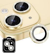 IPG ProLENS Diamond FRAME Rhinestones Bling Camera Lens Protector for iPhone 14-14 Plus Alumina Silicate Tempered Class, HD Clarity, Scratch-Resistant, Individual Lens Cover for 14+DIAgold