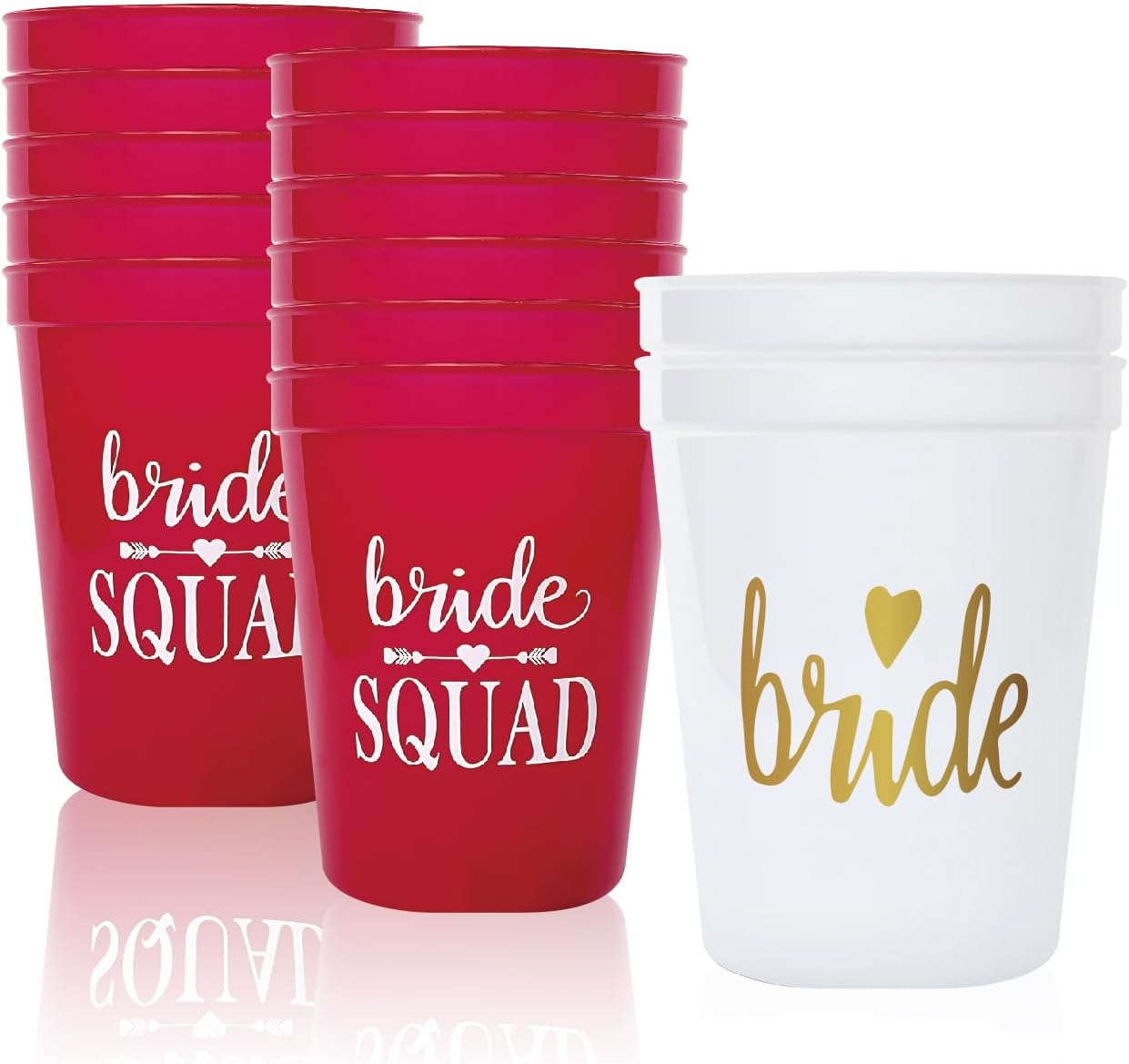 PartyGifts&beyond Bachelorette Party Cups 13packs Bride Squad Plastic Cups for Bridesmaid Bridal Shower Wedding Decorations(Wine Red)