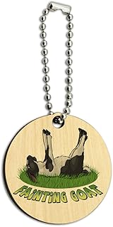 Fainting Goat Myotonic Wood Wooden Round Key Chain