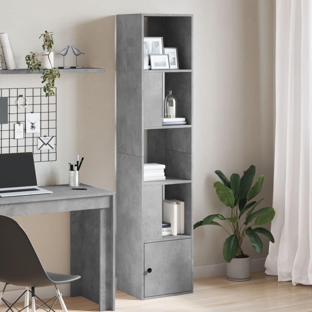 Libreria 4 Ripiani Grigio Cemento 40x36x189 cm Legno Multistrato | Mobile scaffale salvaspazio per soggiorno e ufficio con 4 livelli a giorno, vano inferiore e solida struttura in multistrato.