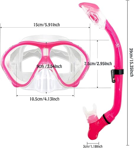 Miniatura 7 de Equipo de esnórquel para niños con silicona plegable de esnórquel seco, juego de esnórquel para niños, antifugas, paquete de esnórquel juvenil,