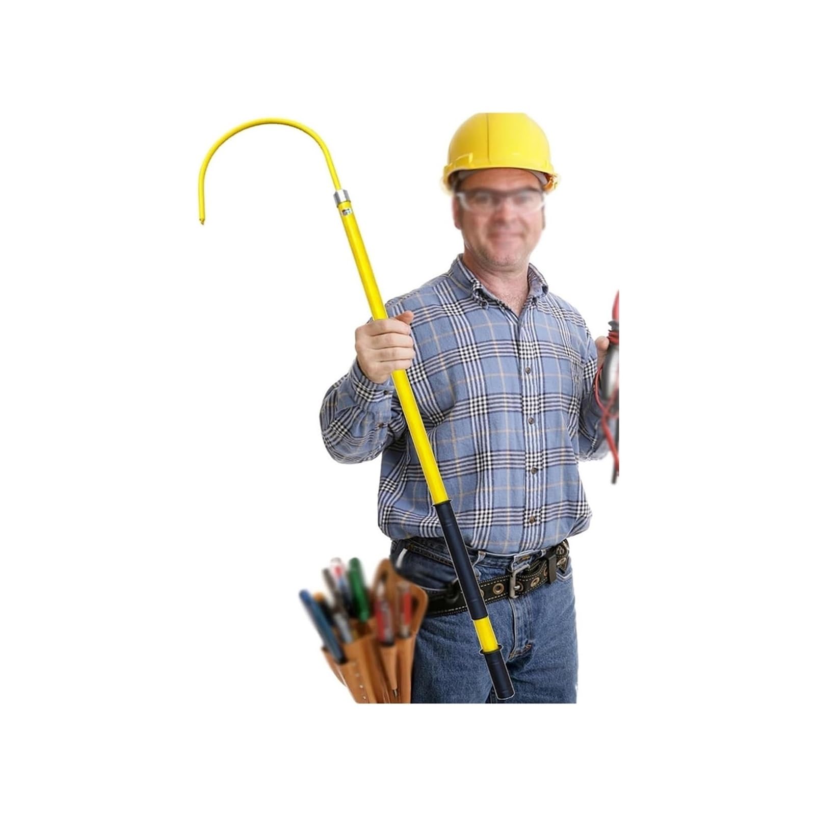 GTHTUHFD Insulated Rescue Hook For Electric Vehicle Repairs 10 Kv 35 Kv 110 Kv 220 Kv High Voltage Rescue Pole Set,Yellow-1M/39.4IN/3.3FT