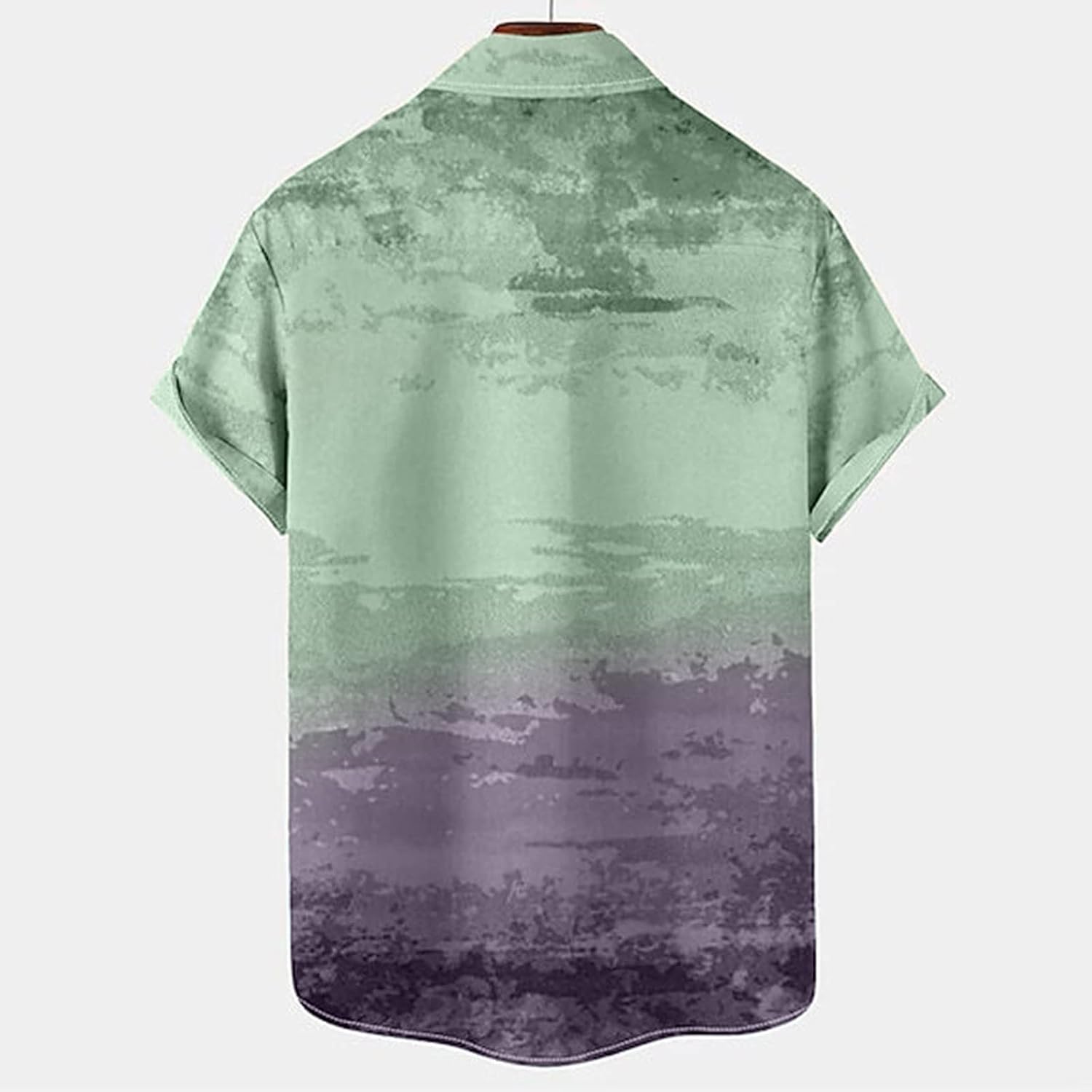 Ymosrh Men's Short Sleeve Button Down Shirts Hawaiian Print Short Lapel Pocket Shirts Up Shirts, M-5XL