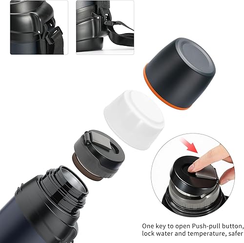 Miniatura 5 de Olerd Termos de café grandes de 64 onzas  medio galón para viajes, jarra de agua aislada al vacío clásica con taza de plástico, botella de bebida