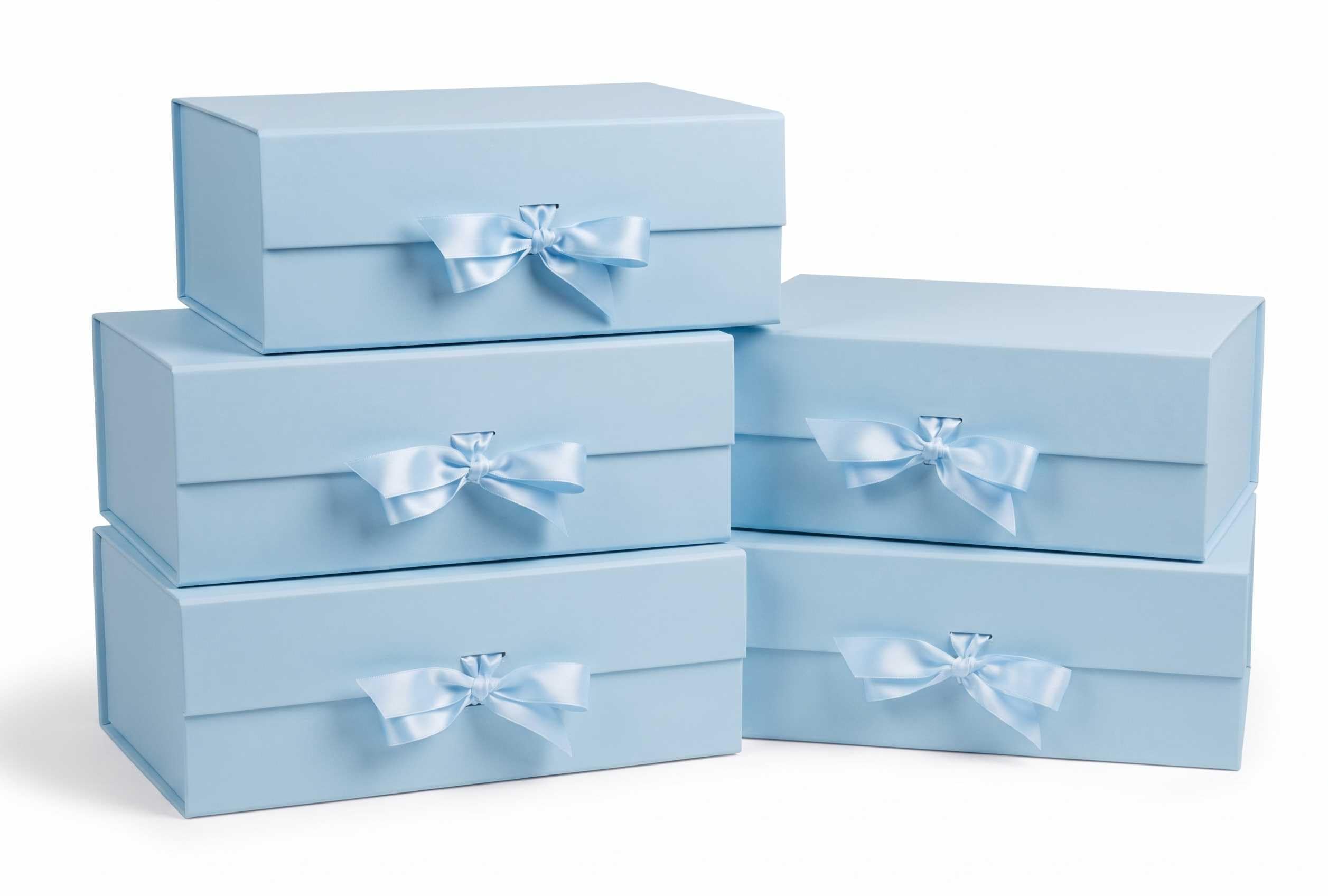 Emartbuy Scatola regalo magnetica con nastro, misura 3, per neonati, battesimi e cesti per neonati, 33 x 25 x 12 cm, confezione da 5 pezzi, colore: azzurro