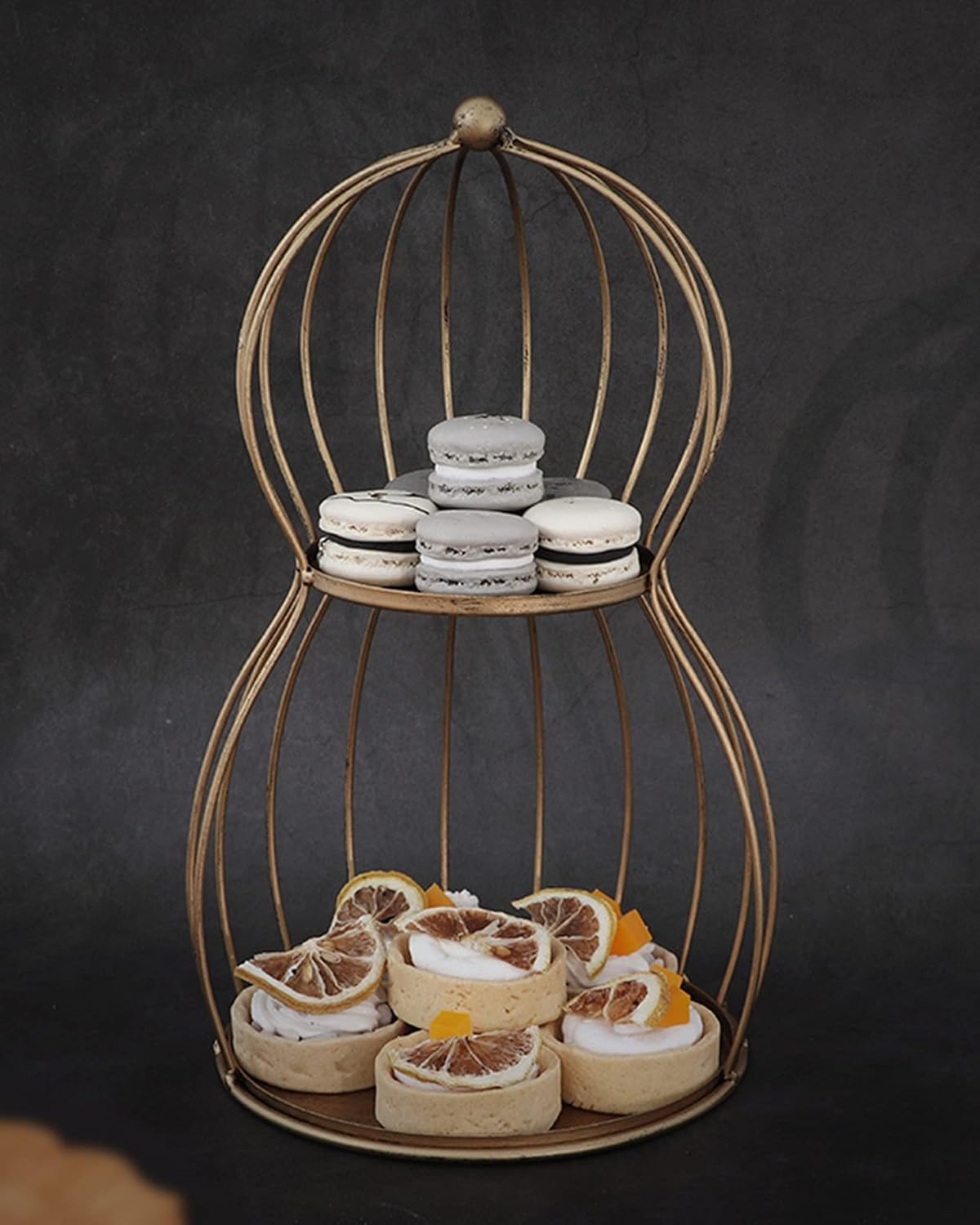 Retro Metal Cake Stand Creative Birdcage Desktop Decoration Home Dessert Cake Display Platehome Desktop Decorationexquisite Giftcake Stands Set(Color:C) (A)