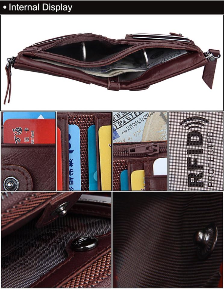 Men Women RFID Blocking Bifold Wallets Soft Genuine Leather,mens Womens wallet coin purse, high-Capacity Billfold with 7 Credit Cards Holder, USD Euro Holder, Flip Up ID,wallet for men,Women general4