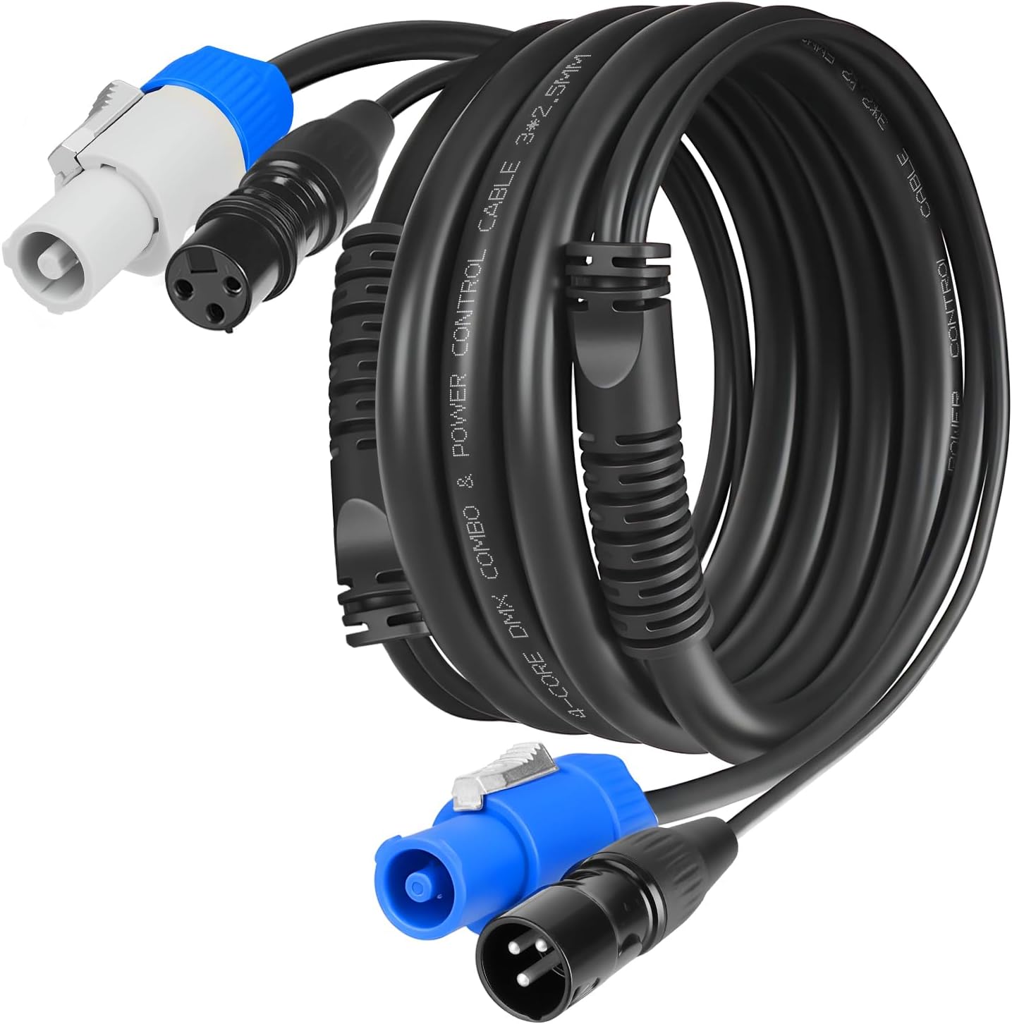 SMALL-EYE 3 Pin DMX & Power Con Combo Link Cable 3 ft – 13AWG Power Control DMX Male to Female Cord for Lighting Fixtures