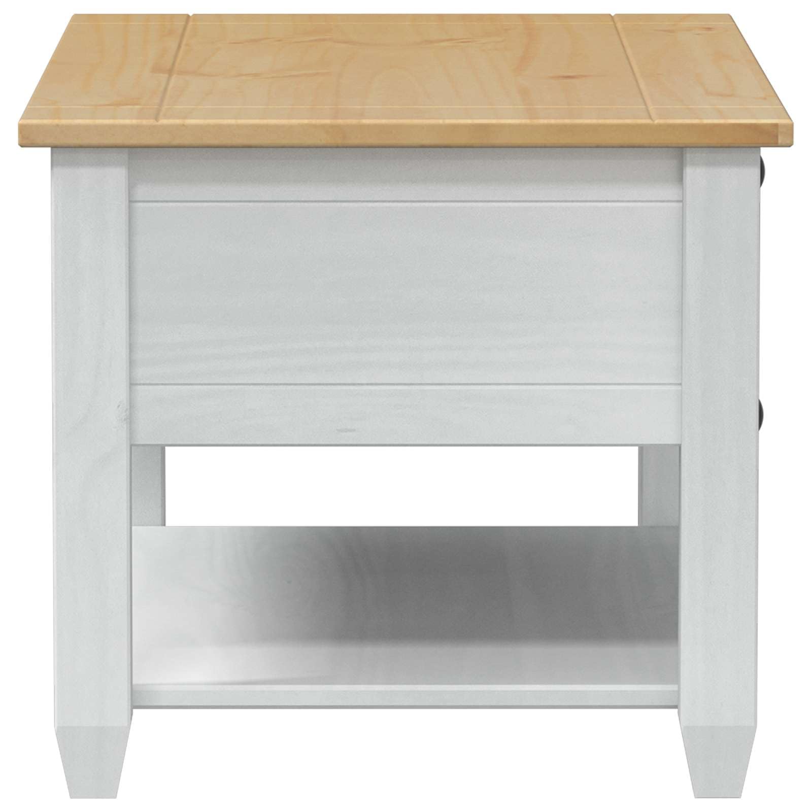 vidaXL Couchtisch Weiß 85 x 50 x 45 cm Massives Kiefernholz, Beiger rechteckiger Eichentisch, rustikale Optik mit viel Stauraum, kompakte Wohnzimmermöbel, täglich nutzbar