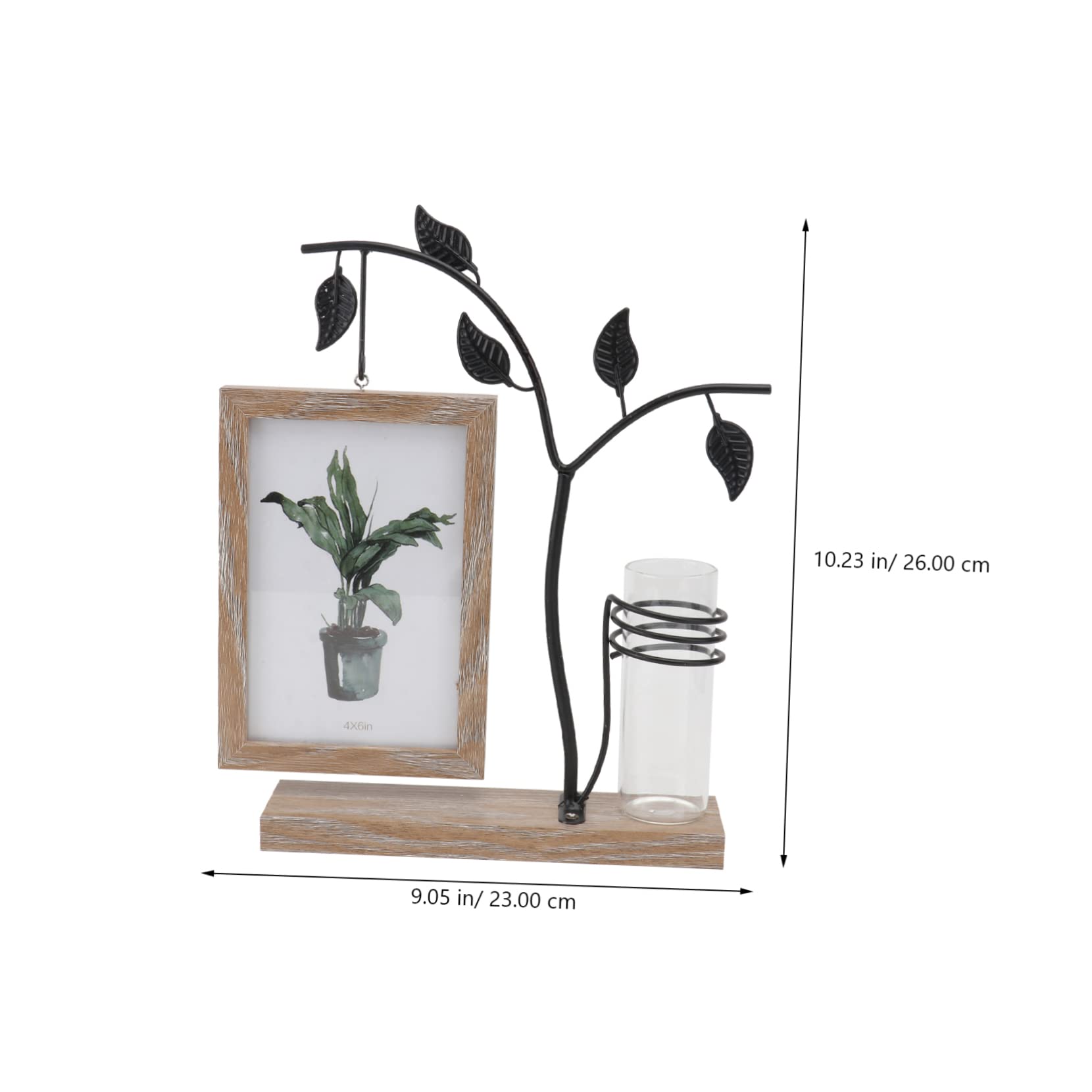 Marco de Fotos Doble Cara para Decoración del Hogar y Fiestas Botella de Vidrio de Hierro y Madera Estilo Nórdico, Juego de 1 Set