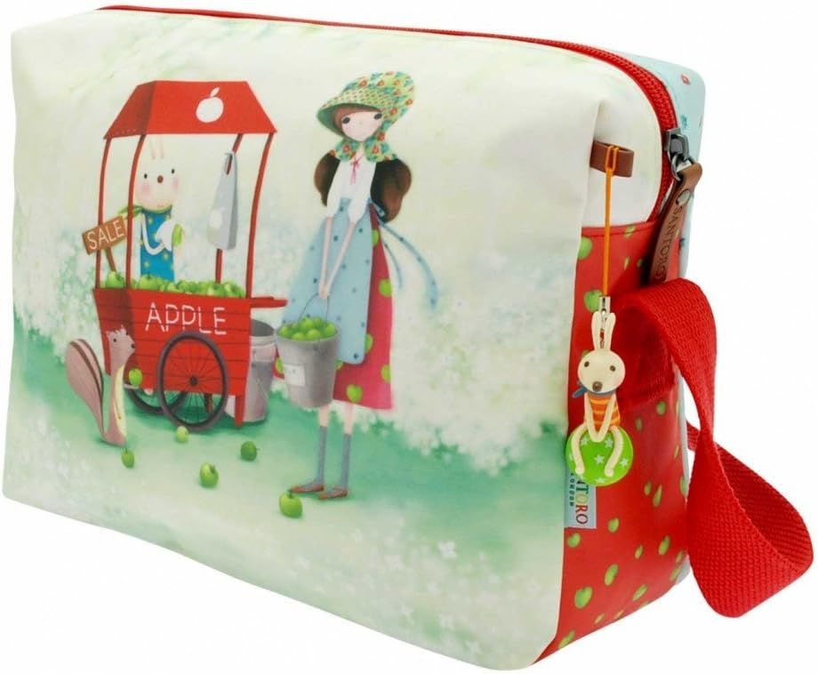 Kori KumiSantoro Kori Kumi Coated Shoulder Bag - An Apple a Day, Multicolour, 28cm wide, 22cm high and 10cm deep.