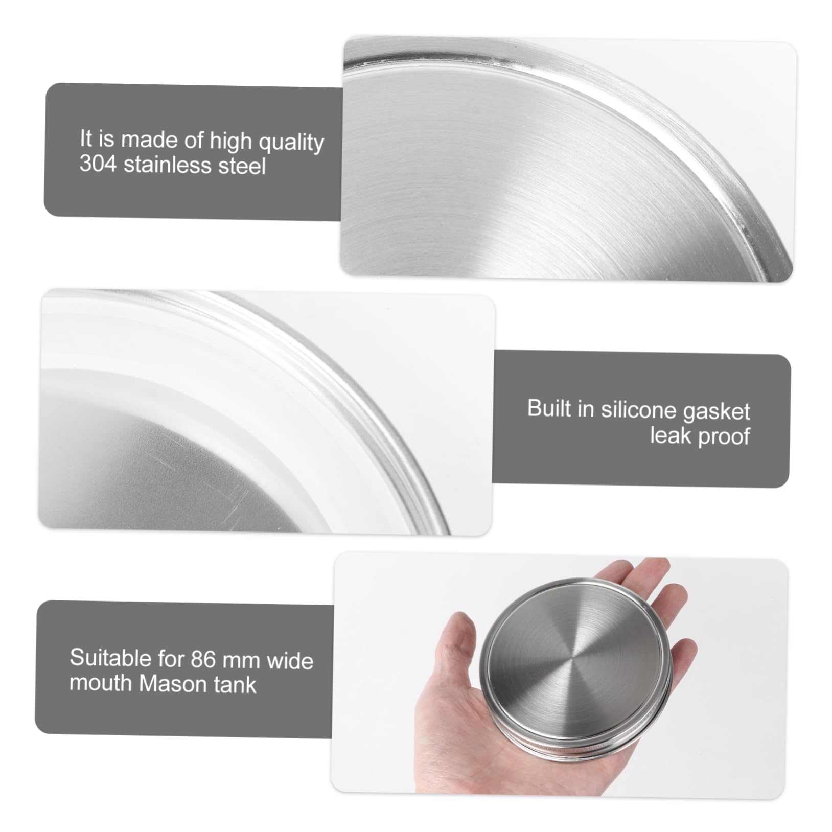 LIFKOME 12pezzi Coperchio Sealing Acciaio Inossidabile Con Guarnizione Silicone e Pratico Per Barattoli Da Cucina Per Conservare Alimenti Freschi