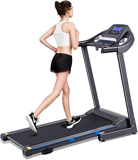 GYMAX Treadmill with Incline, Foldable Treadmill with 3 Level Manual Incline, LCD Monitor & Hydraulic Folding System, Folding Compact Treadmill Running/Walking Machine for Small Space Home Gym Office