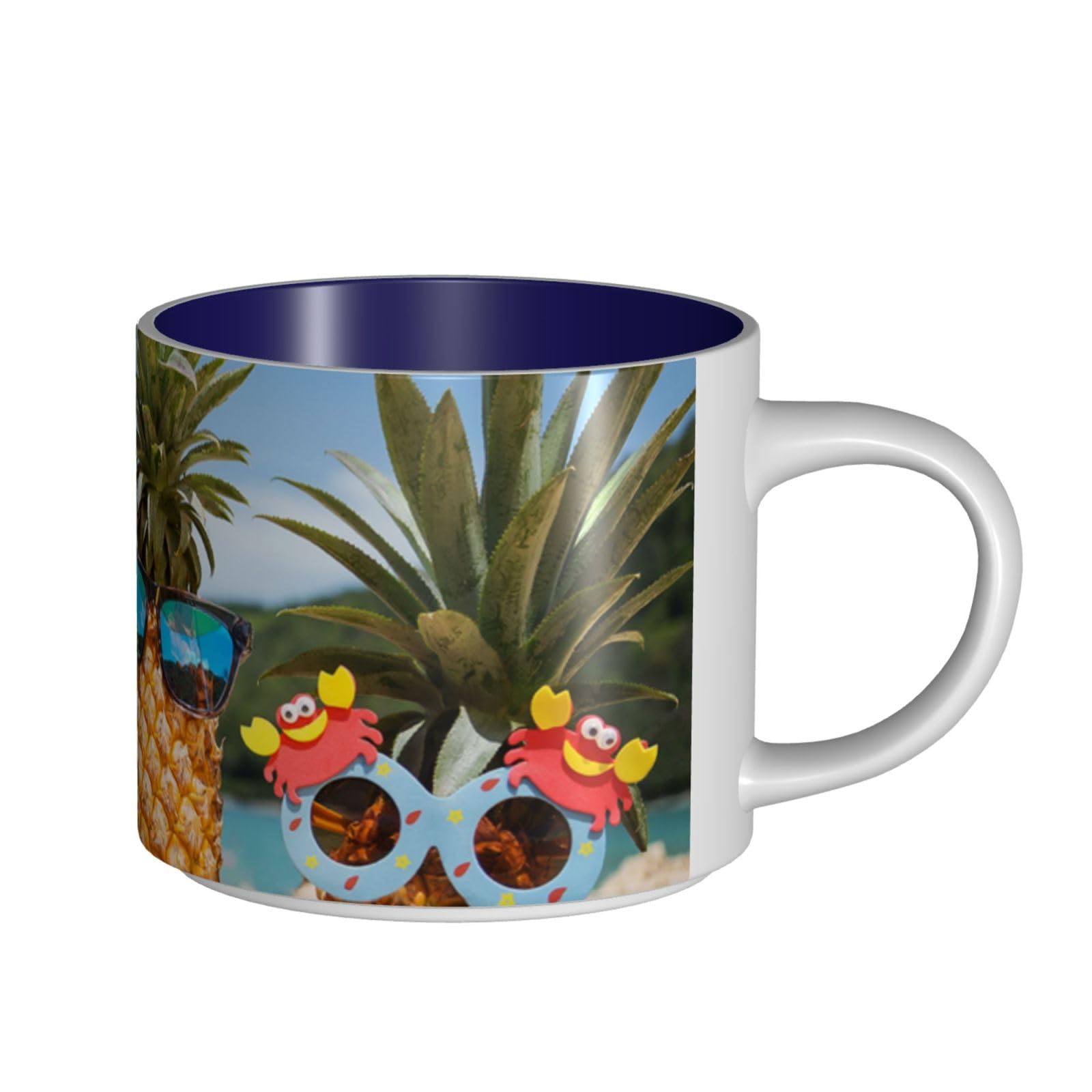 Ananas Owoce Okulary przeciwsłoneczne Piasek Plaża Drukowane Duża Pojemność Ceramiczne Kubki Filiżanka Do Kawy