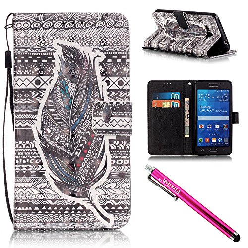 G530 Case, Galaxy Grand Prime Case, Firefish [Card Slots] [Kickstand] Flip Folio Wallet Case Scratch Resistant Protective Cover for Samsung Galaxy Grand Prime G530 G530H G5308-Feather