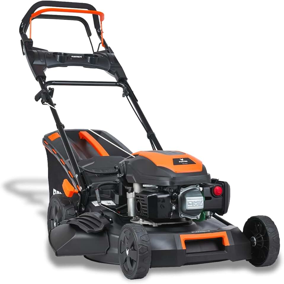 FUXTEC Cortacésped autopropulsado de Gasolina con Arranque eléctrico FX-RM5170eS 4en1-170 cm3 4CV, 4 Tiempos, Ancho de Corte 51 cm, Alto de Corte 7 Pos. 60L, Función Mulching & Descarga Lateral