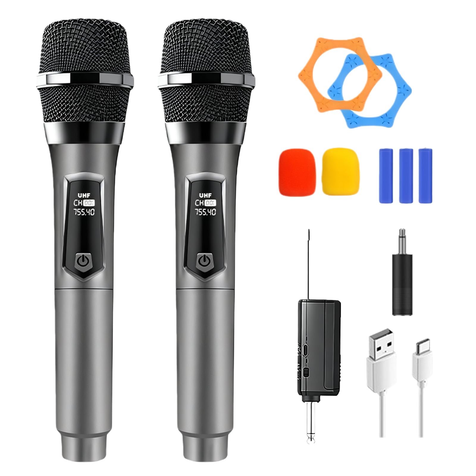 Micrófono inalámbrico, micrófono de karaoke, micrófono dual inalámbrico, micrófono inalámbrico recargable, juego de micrófono inalámbrico para cantar karaoke, boda, Dj, fiesta, discurso, iglesia